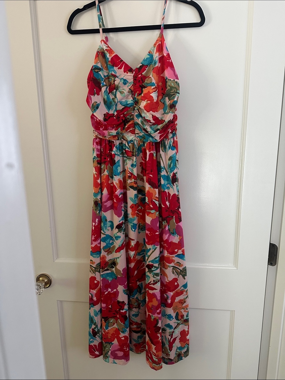 NET Floral Spaghetti-Strap Maxi Dress - Pink Multi